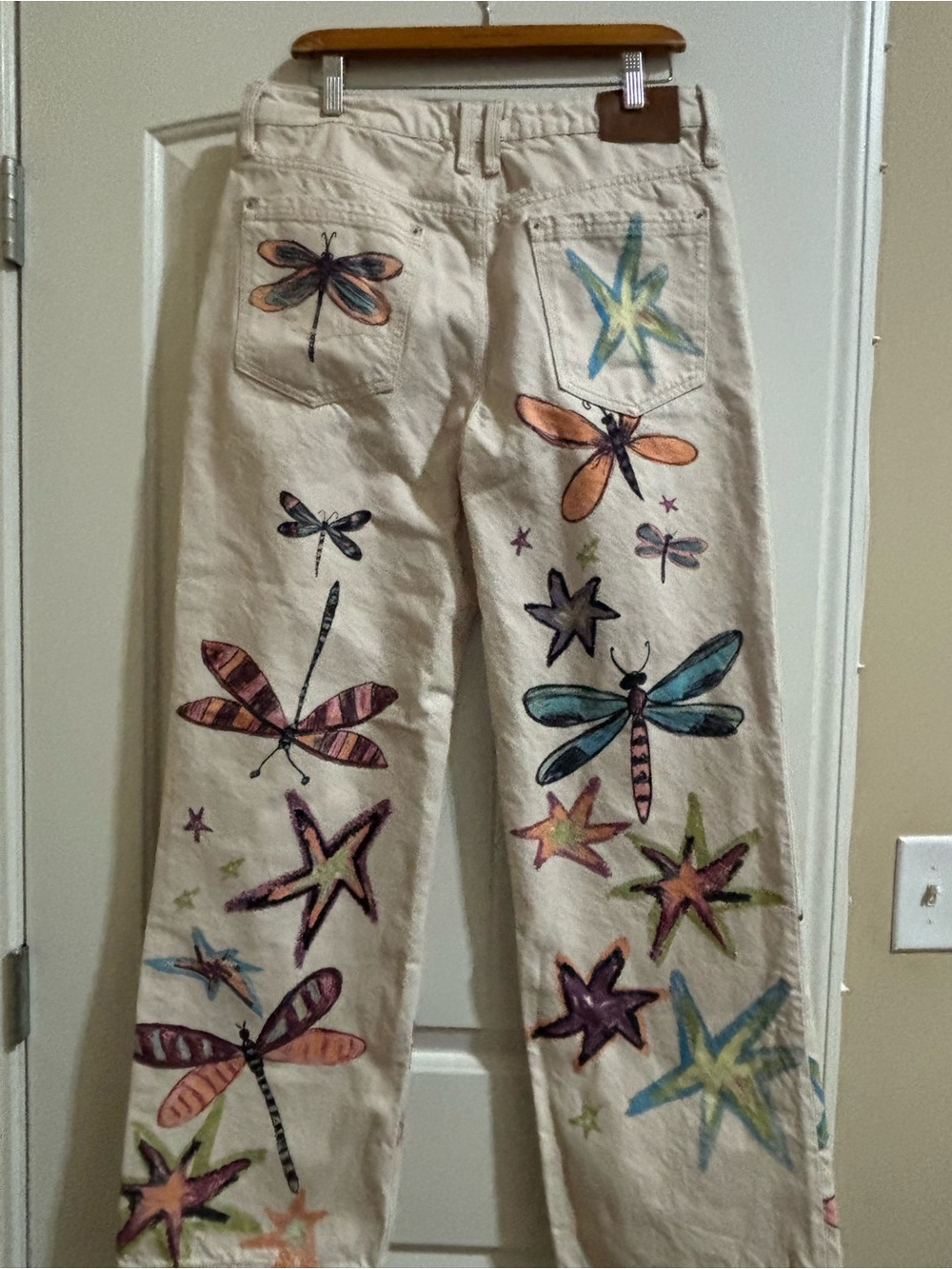 Kids Beige Dragonfly Print Pants
